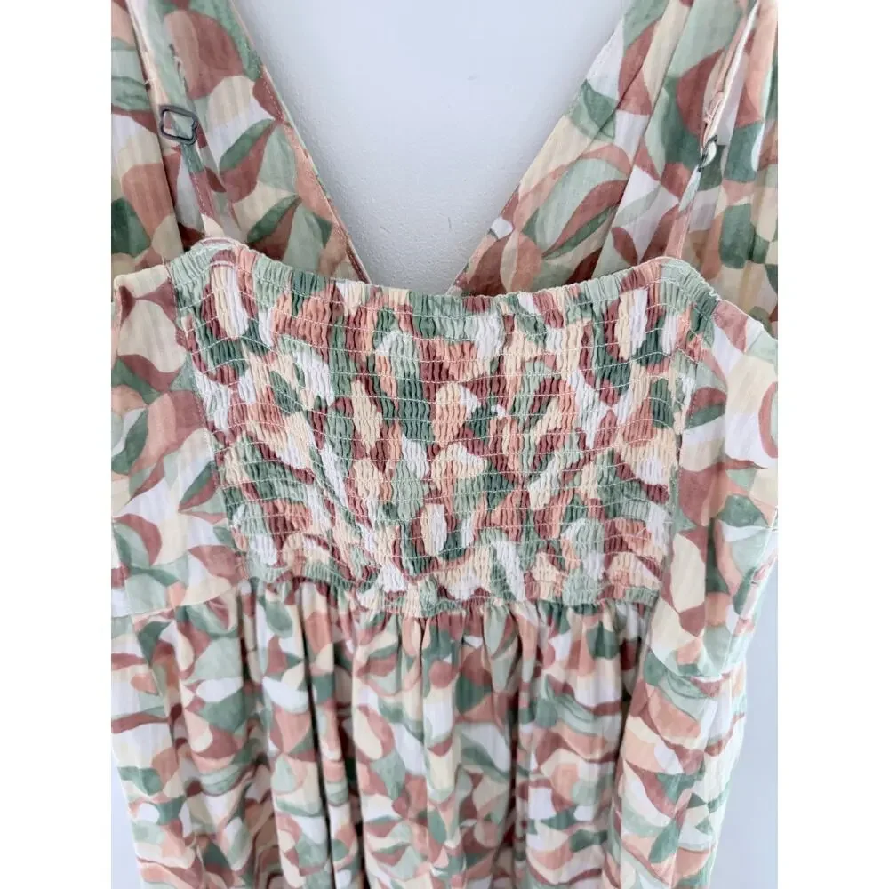 Abercrombie & Fitch Knotted Strap Maxi Green Pink Floral V-neck Dress-Size S